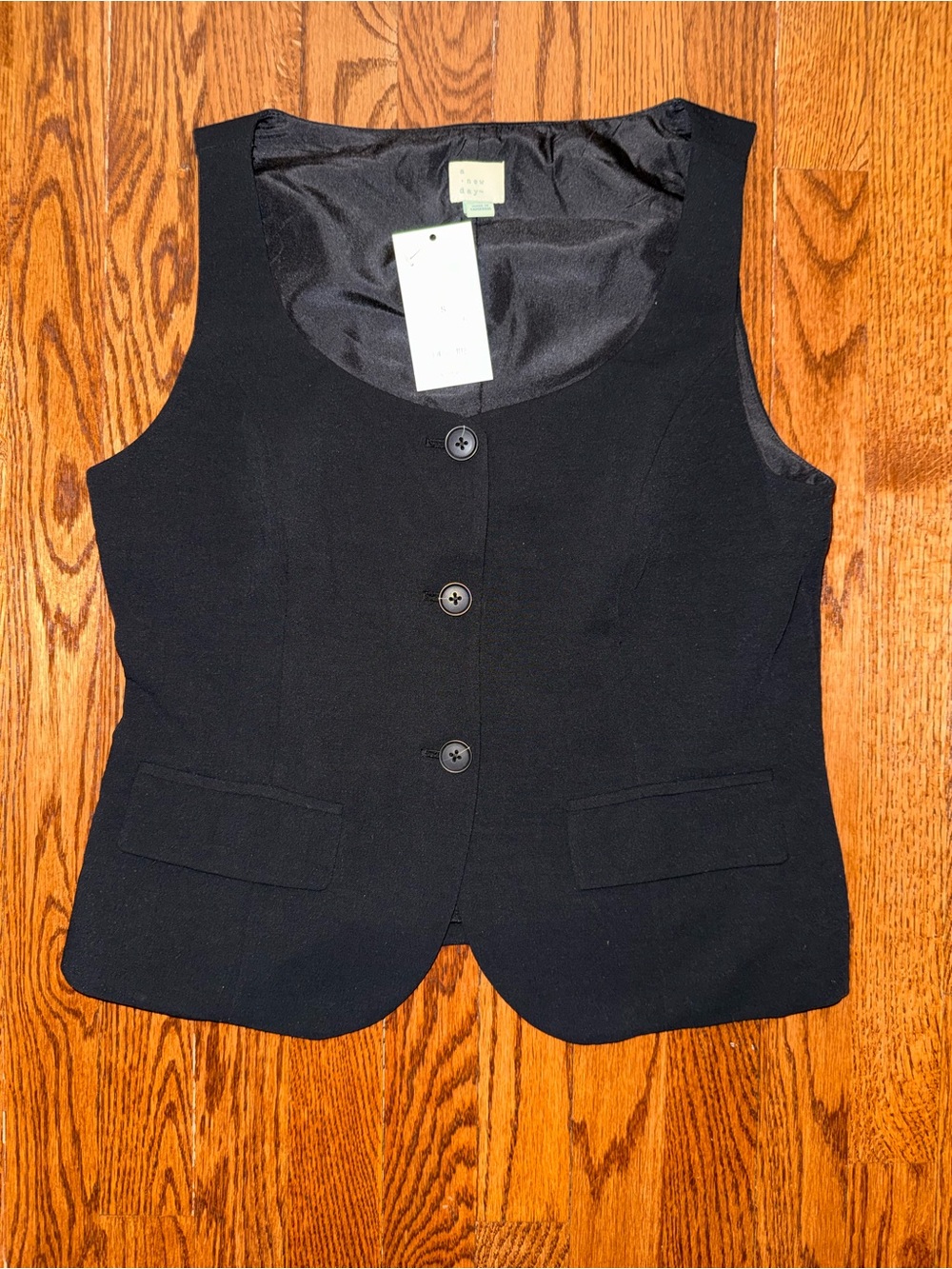 Theory Black Sleeveless Button-Front Vest